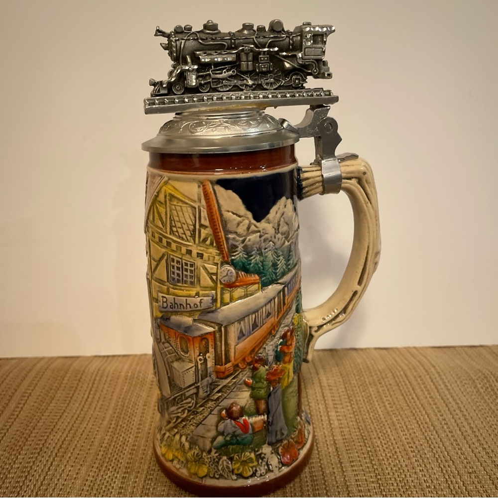 WW-Team Limited Edition 19/2000 “Bahnhof" Pewter Steam Locomotive Beer Stein